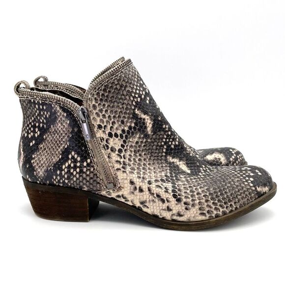 Lucky Brand Bartalino Booties Gray Snakeprint Embossed Leather Boots Size 9.5 - Picture 1 of 16
